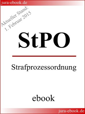 cover image of StPO--Strafprozessordnung--Aktueller Stand